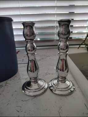 Avon Silver Tone Pair of  Candlesticks/Perfume